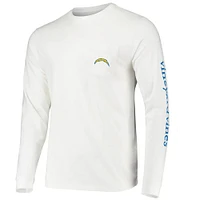 Men's Vineyard Vines White Los Angeles Chargers Whale Helmet Team Long Sleeve T-Shirt