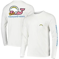 Men's Vineyard Vines White Los Angeles Chargers Whale Helmet Team Long Sleeve T-Shirt
