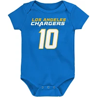 Newborn & Infant Justin Herbert Powder Blue Los Angeles Chargers Mainliner Player Name Number Bodysuit