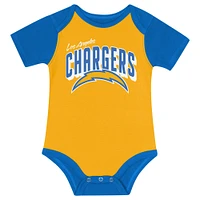 Newborn & Infant Los Angeles Chargers Dynamic Duo Bodysuit, Bib Knit Hat Set