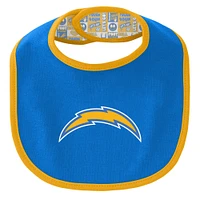 Newborn & Infant Los Angeles Chargers Dynamic Duo Bodysuit, Bib Knit Hat Set