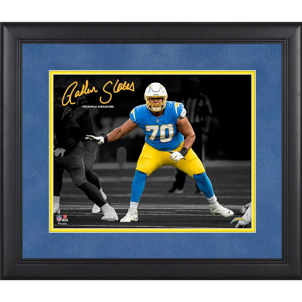 Photographie encadrée de Rashawn Slater Los Angeles Chargers, fac-similé, 11'' x 14''