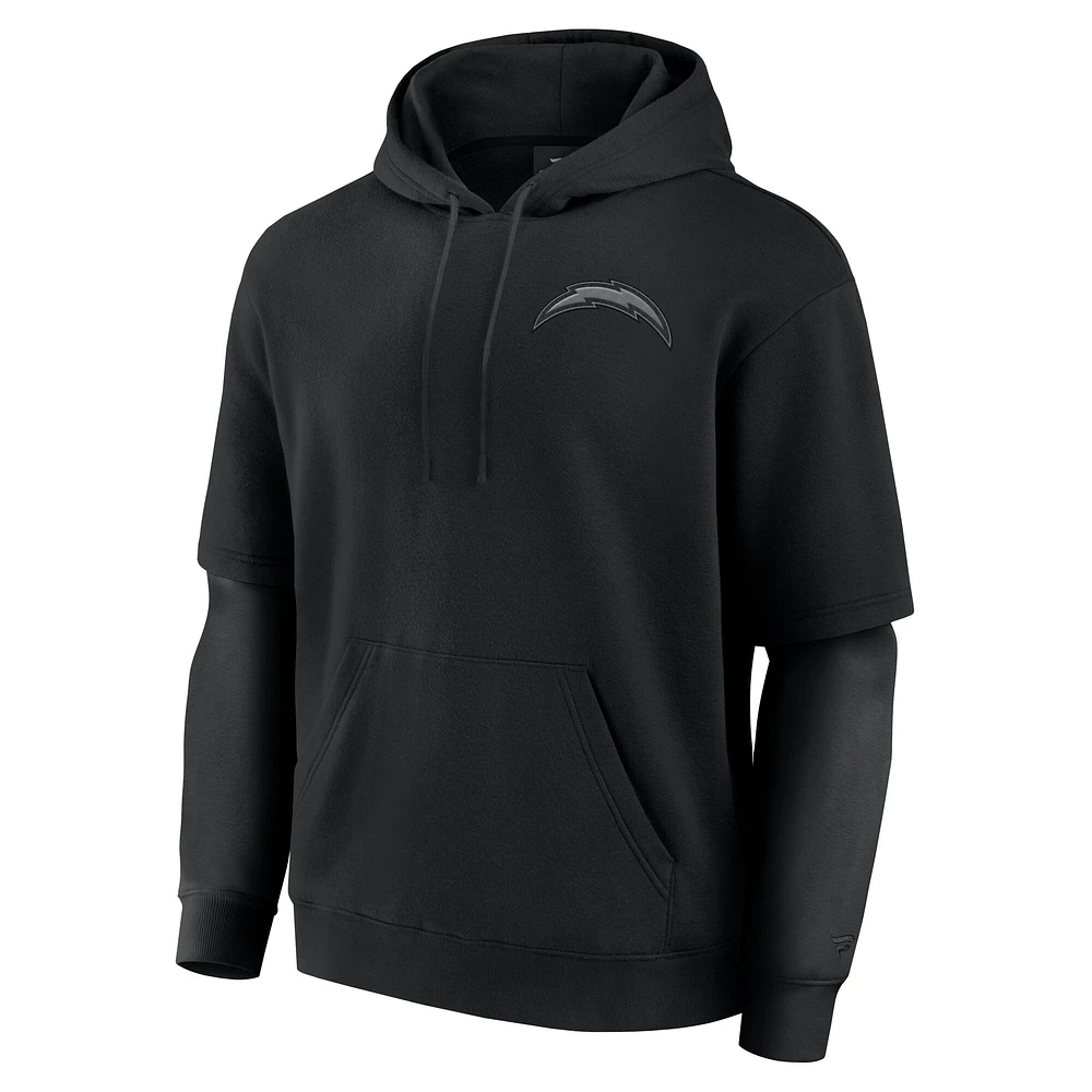 Unisex Fanatics  Black Los Angeles Chargers Sleek Elements Pullover Hoodie