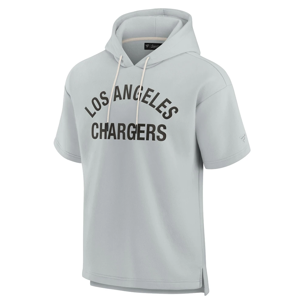 Unisex Fanatics Gray Los Angeles Chargers Elements Super Soft Fleece Short Sleeve Pullover Hoodie