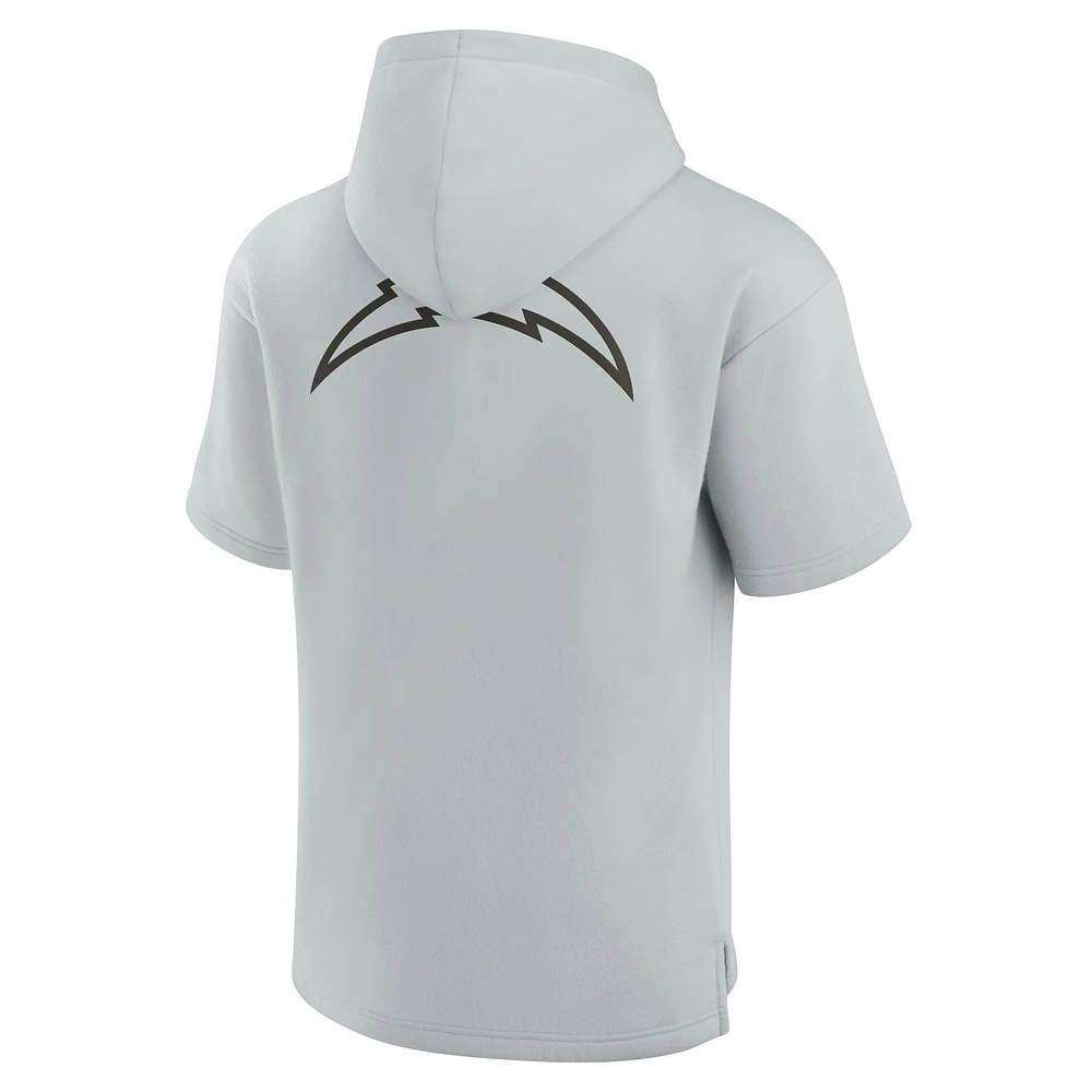 Unisex Fanatics Gray Los Angeles Chargers Elements Super Soft Fleece Short Sleeve Pullover Hoodie