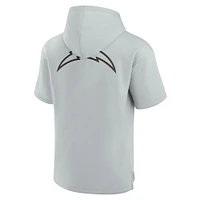 Unisex Fanatics Gray Los Angeles Chargers Elements Super Soft Fleece Short Sleeve Pullover Hoodie
