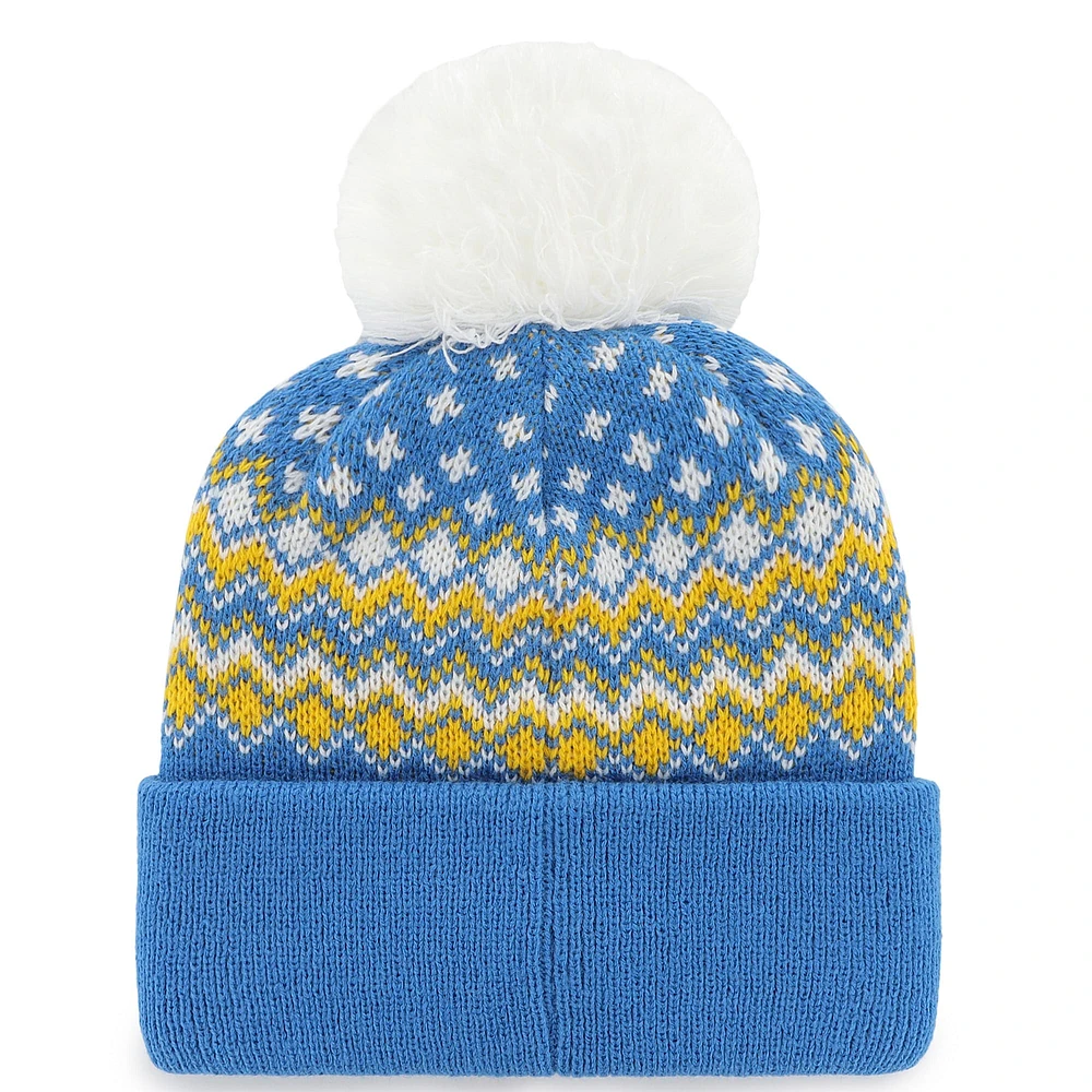 Women's '47 Powder Blue Los Angeles Chargers Elsa Cuffed Knit Hat with Pom
