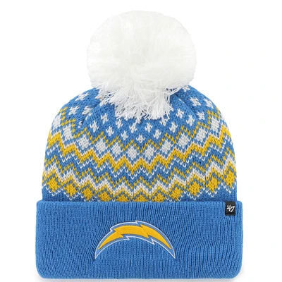 Women's '47 Powder Blue Los Angeles Chargers Elsa Cuffed Knit Hat with Pom
