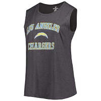 Women's Fanatics Heather Charcoal Los Angeles Chargers Plus Tank Top