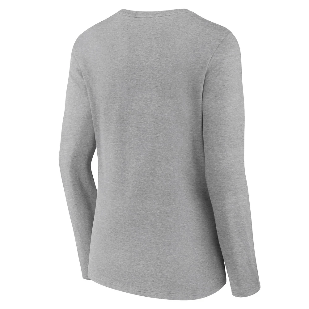Women's Fanatics Heather Gray Los Angeles Chargers Hometown Sweep Long Sleeve V-Neck T-Shirt