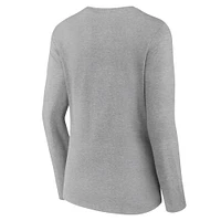 Women's Fanatics Heather Gray Los Angeles Chargers Hometown Sweep Long Sleeve V-Neck T-Shirt