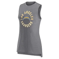 Women's Fanatics  Heather Gray Los Angeles Chargers What Goes Around Tank Top