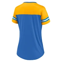 Women's Fanatics Powder Blue/Gold Los Angeles Chargers Blitz & Glam Lace-Up V-Neck Jersey T-Shirt