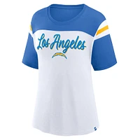Women's Fanatics White/Powder Blue Los Angeles Chargers Cheer Chant Fashion Crop Top