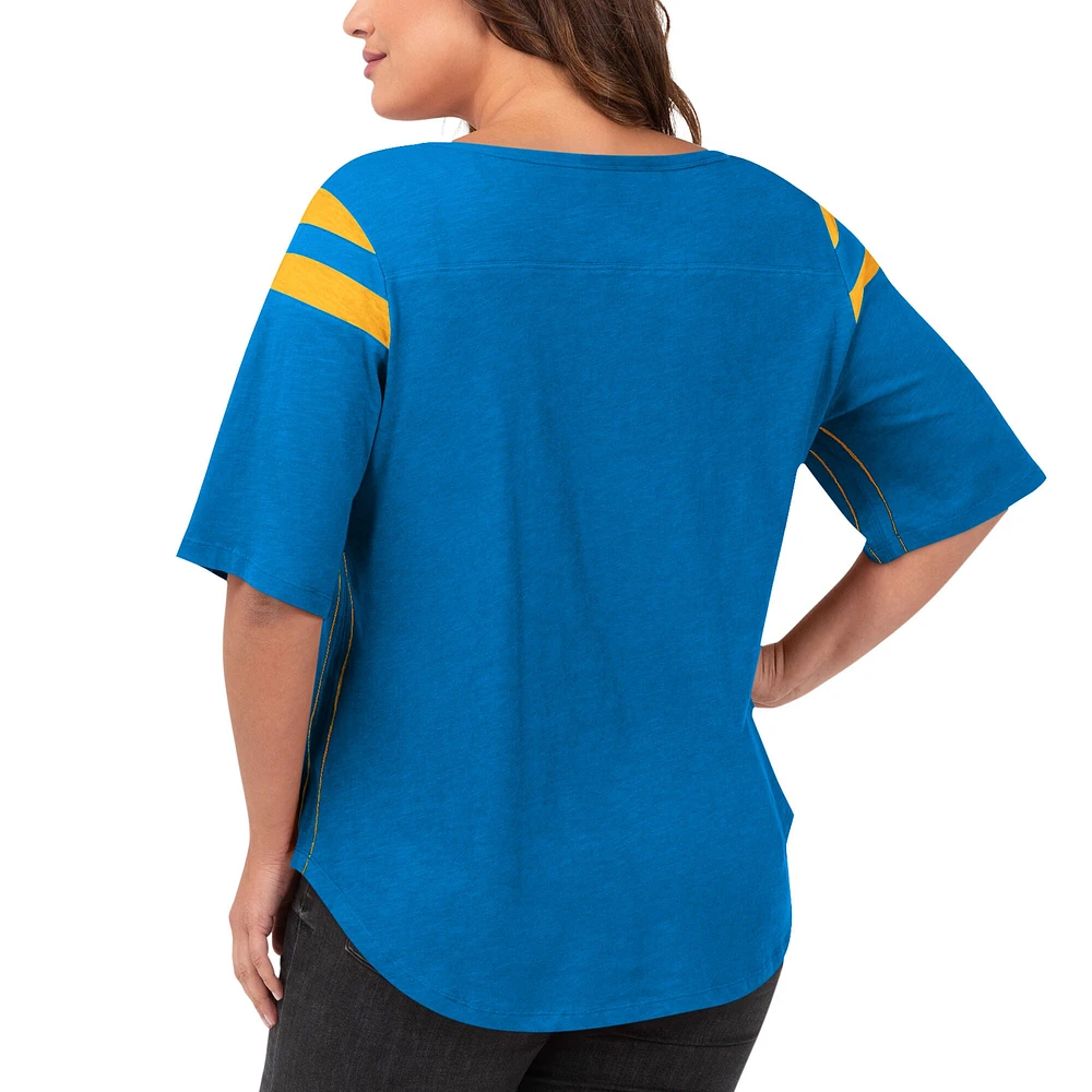 Women's G-III 4Her by Carl Banks Light Blue Los Angeles Chargers Plus Linebacker T-Shirt