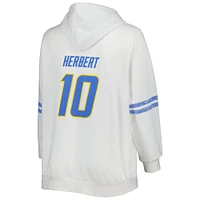 Women's Justin Herbert White/Powder Blue Los Angeles Chargers Plus Name & Number Pullover Hoodie
