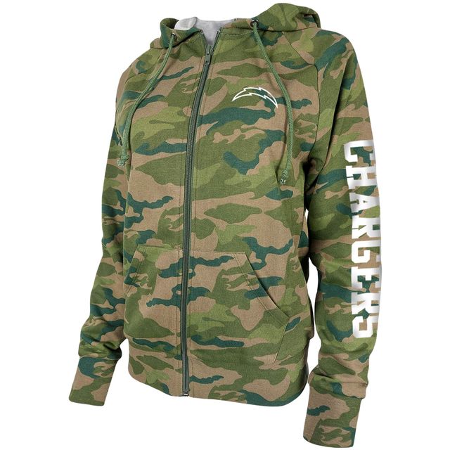 Sweat à capuche raglan entièrement zippé Los Angeles Chargers New Era pour femme