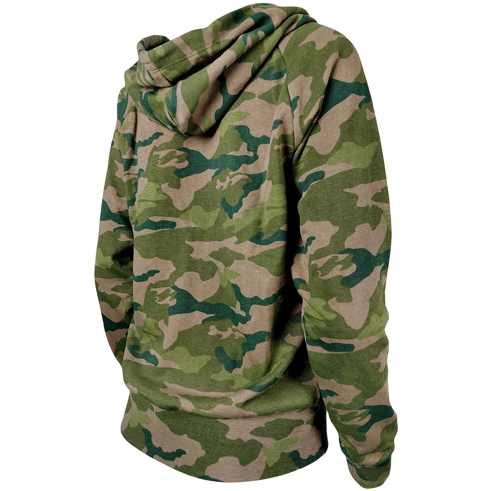 Women's New Era Camo Los Angeles Chargers Raglan Full-Zip Hoodie