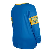 Women's New Era  Powder Blue Los Angeles Chargers Plus Lace-Up Notch Neck Long Sleeve T-Shirt