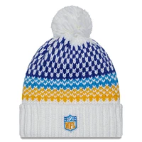Women's New Era  White Los Angeles Chargers 2023 Sideline Cuffed Knit Hat with Pom