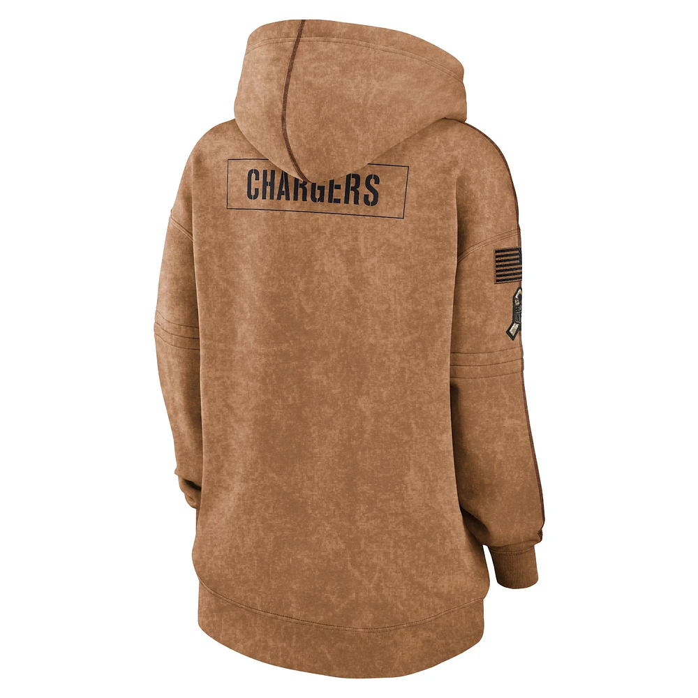 Women's Nike  Brown Los Angeles Chargers Salute To Service Pullover Hoodie