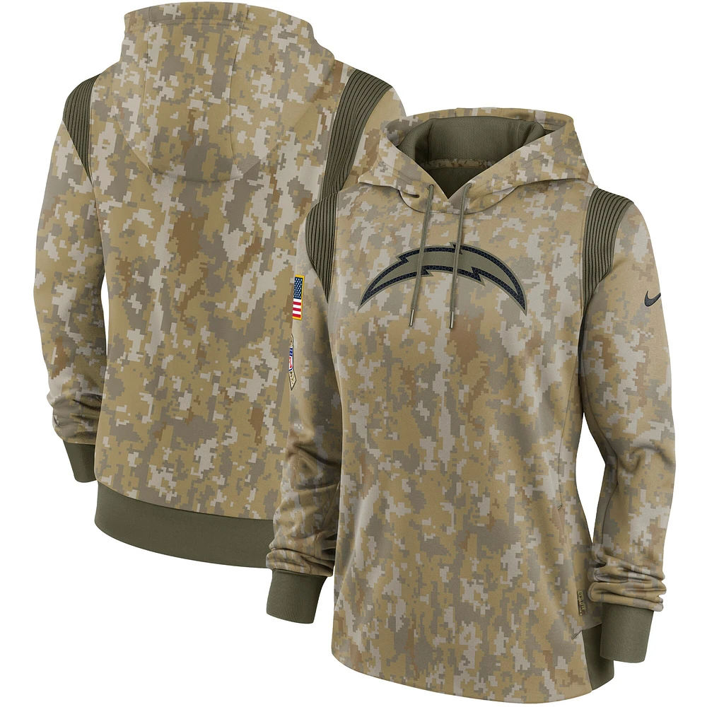 Women's Nike Camo Los Angeles Chargers 2021 Salute To Service - Therma Performance Pullover Hoodie