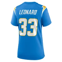 Maillot de joueur match des Chargers Los Angeles Nike Deane Leonard pour femme, bleu poudre