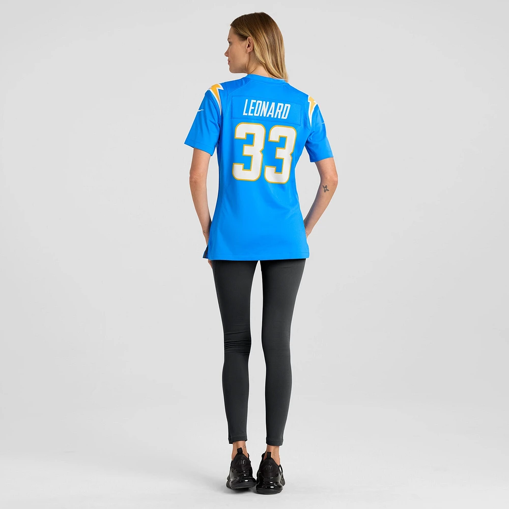 Maillot de joueur match des Chargers Los Angeles Nike Deane Leonard pour femme, bleu poudre