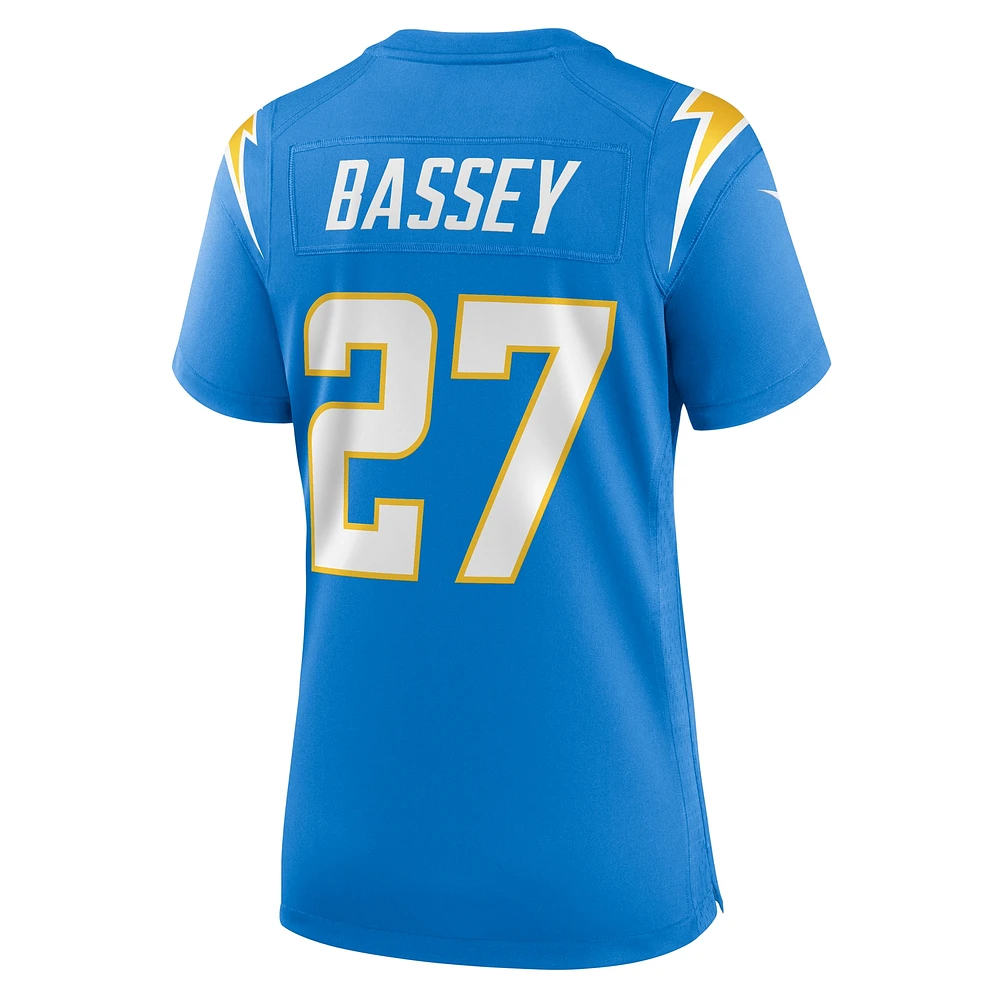 Maillot de match Nike Essang Bassey pour femme, bleu poudre, Los Angeles Chargers