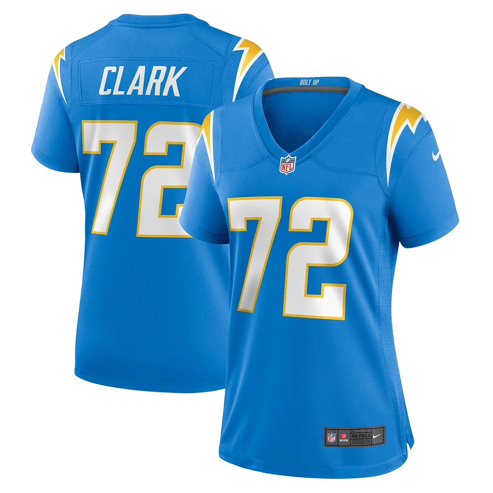 Maillot de match l'équipe des Chargers Los Angeles Nike Jerrod Clark pour femme, bleu poudre