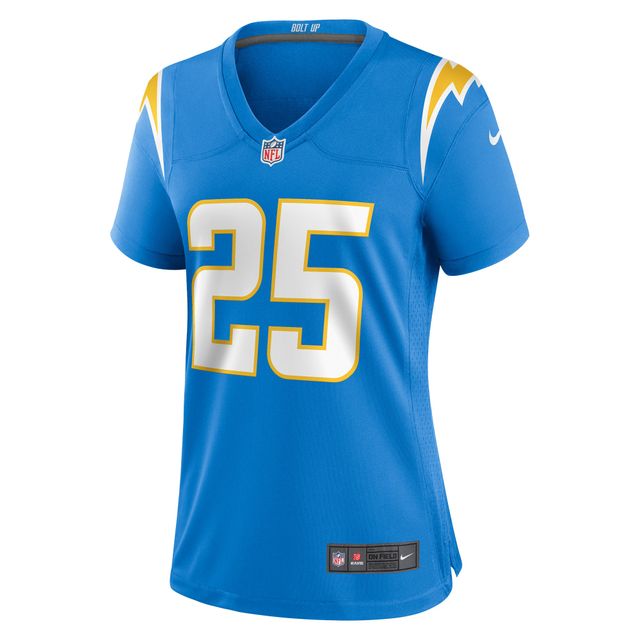 Maillot de match joueur des Chargers Los Angeles Nike Joshua Kelley pour femme, bleu poudre