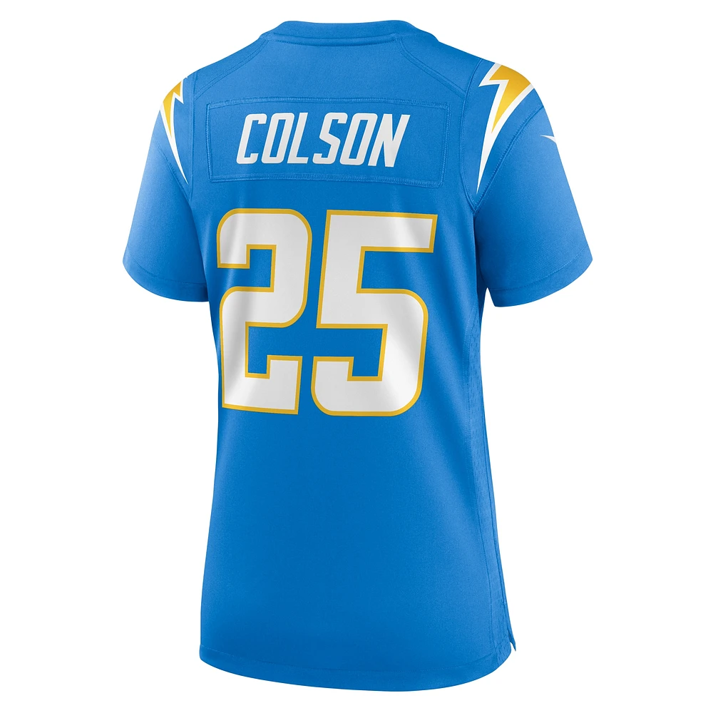 Maillot de match des Chargers Los Angeles Nike Junior Colson bleu poudré pour femme