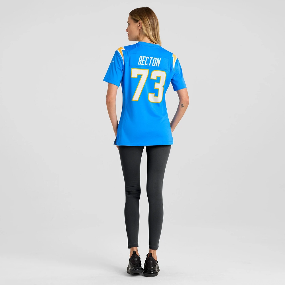 Women's Nike Mekhi Becton  Powder Blue Los Angeles Chargers Team Game Jersey