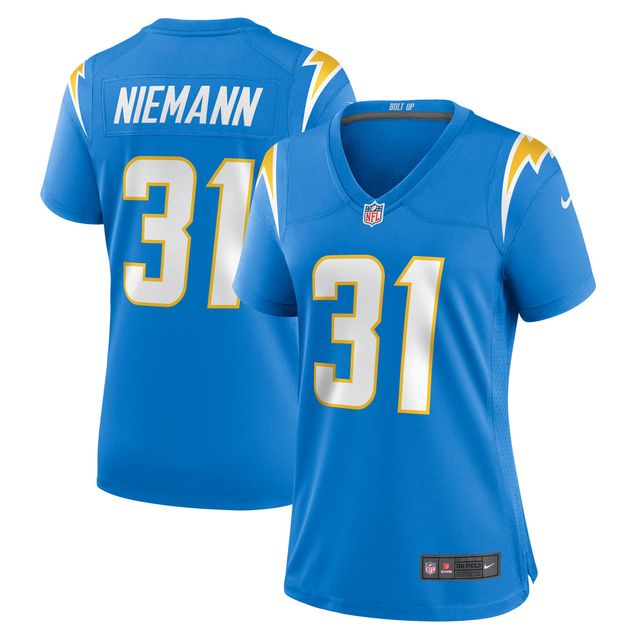 Maillot de joueur match des Chargers Los Angeles Nike Nick Niemann pour femme, bleu poudre