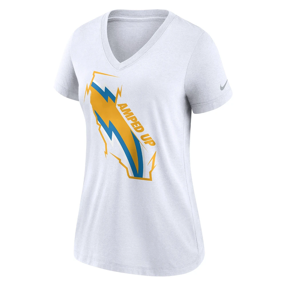 Women's Nike White Los Angeles Chargers Hometown Collection Tri-Blend V-Neck T-Shirt