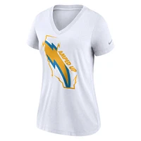 Women's Nike White Los Angeles Chargers Hometown Collection Tri-Blend V-Neck T-Shirt
