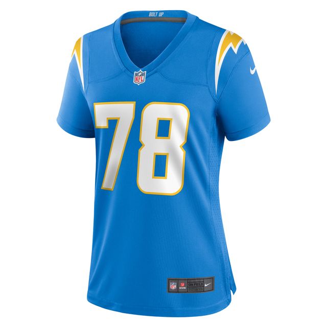 Maillot de match joueur des Chargers Los Angeles Nike Zack Bailey pour femme, bleu poudre