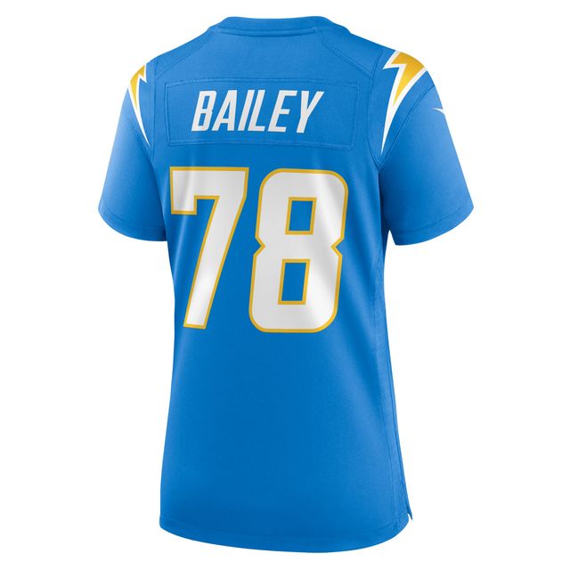 Maillot de match joueur des Chargers Los Angeles Nike Zack Bailey pour femme, bleu poudre