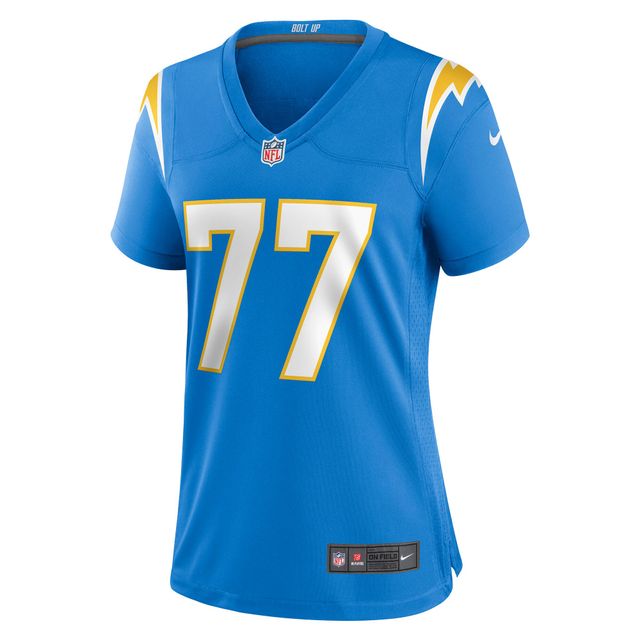 Maillot de match joueur des Chargers Los Angeles Nike Zion Johnson pour femme, bleu poudre
