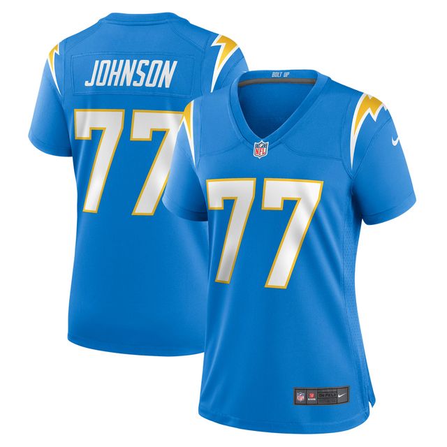 Maillot de match joueur des Chargers Los Angeles Nike Zion Johnson pour femme, bleu poudre