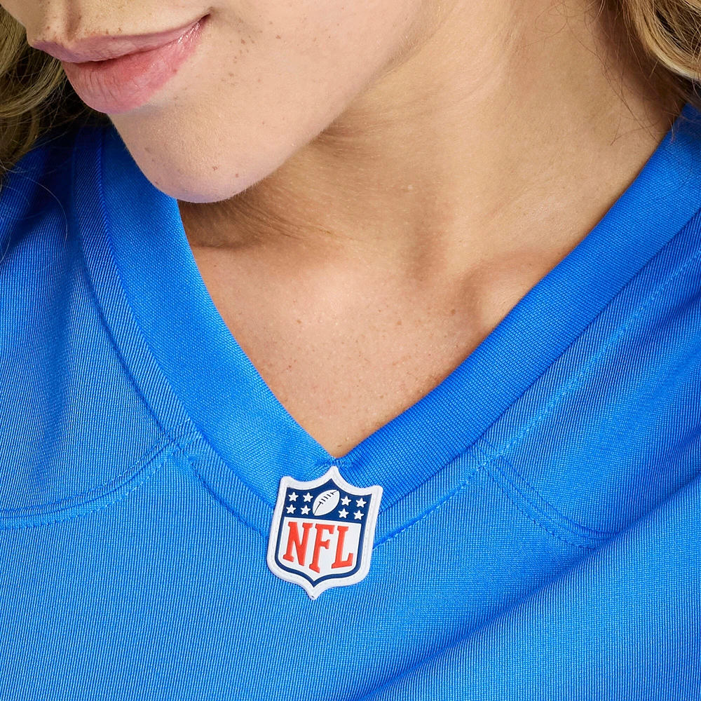 Maillot de match joueur des Chargers Los Angeles Nike Zion Johnson pour femme, bleu poudre