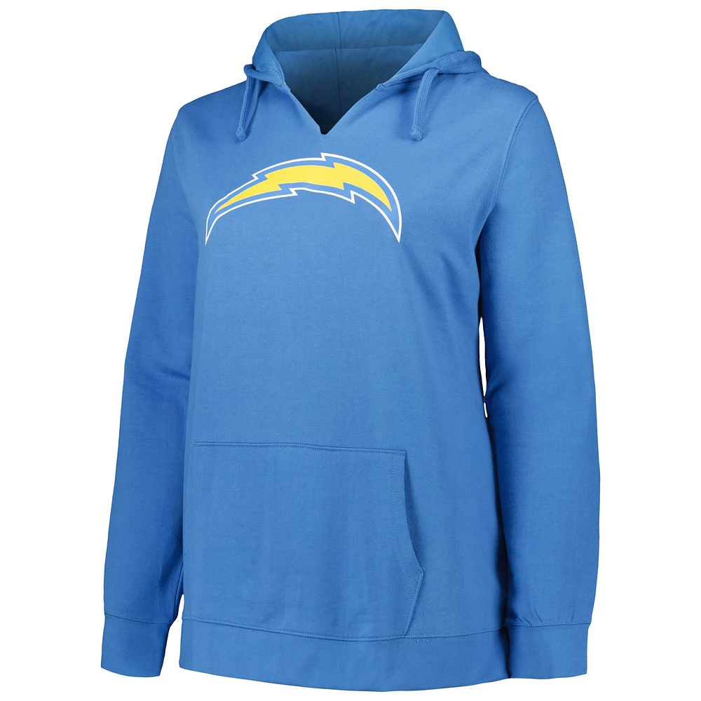 Women's Profile Justin Herbert Powder Blue Los Angeles Chargers Plus Player Name & Number Pullover Hoodie