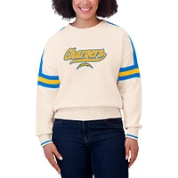 Women's WEAR by Erin Andrews  Cream Los Angeles Chargers Stripe Pullover Sweater