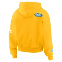 Women's WEAR by Erin Andrews Gold Los Angeles Chargers Patch Quarter-Zip Pullover Hoodie