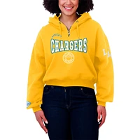 Women's WEAR by Erin Andrews Gold Los Angeles Chargers Patch Quarter-Zip Pullover Hoodie