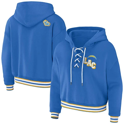 Sweat à capuche lacets bleu poudre Los Angeles Chargers pour femme WEAR by Erin Andrews