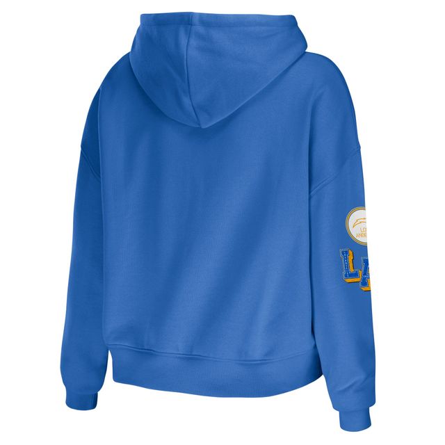 Sweat à capuche court et pour femme WEAR by Erin Andrews Los Angeles Chargers bleu poudré