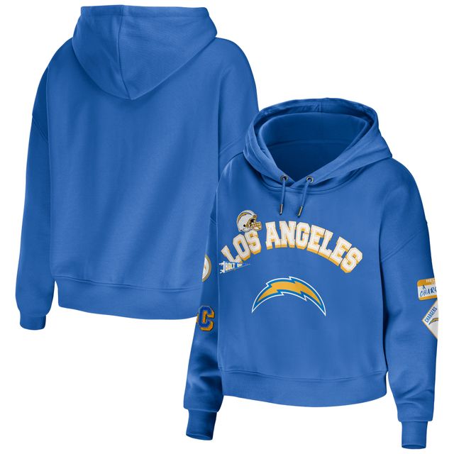Sweat à capuche court et pour femme WEAR by Erin Andrews Los Angeles Chargers bleu poudré