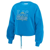 Ensemble de détente pour femme WEAR by Erin Andrews composé d'un t-shirt à manches longues et short en molleton délavé bleu poudre Los Angeles Chargers