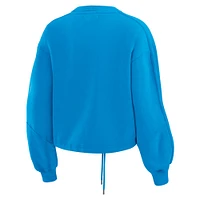 Ensemble de détente pour femme WEAR by Erin Andrews composé d'un t-shirt à manches longues et short en molleton délavé bleu poudre Los Angeles Chargers